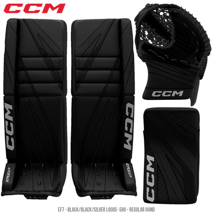 CCM Extreme Flex 7 Full Set - 35"+2" - 580 & 590 - Regular Gloves - Black/Black/Silver Logos