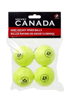 Hockey Canada Knee hockey Balls  Yellow 4 Pack