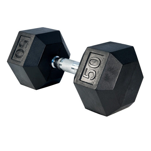 Rubber Hex Dumbbell 50LB Single